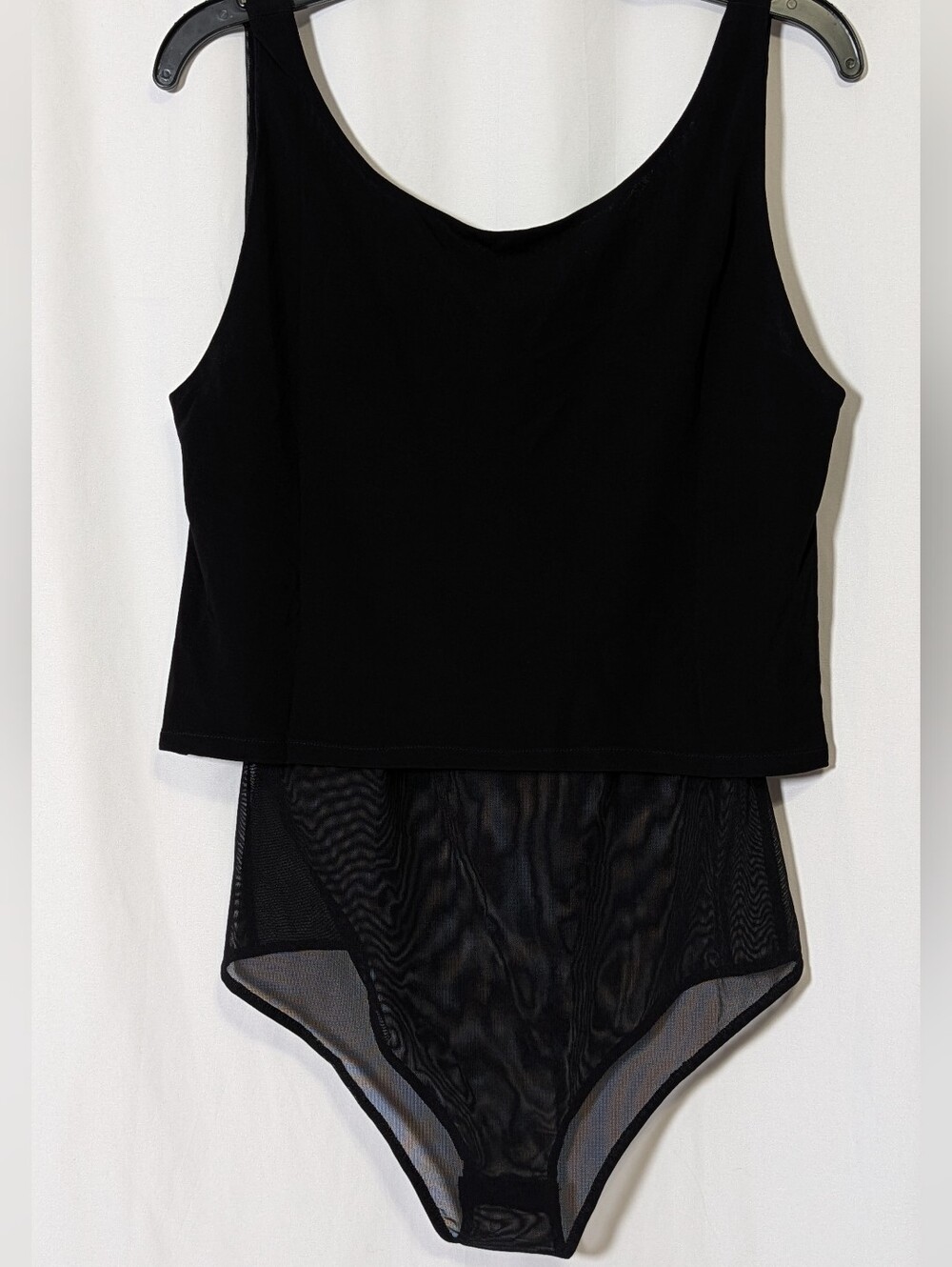 ST Studio Black Crepe Jersey Mesh Underlayer Bodysuit NWT XS